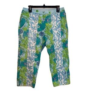 Lily Pulitzer Coastal Capri Pants Size 10 Beach Pool Fishing Marlin Tropical